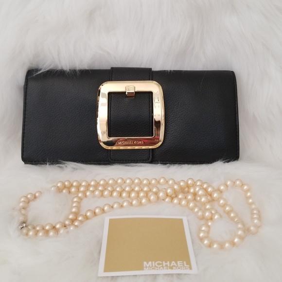 Michael Kors Handbags - Michael Kors Gold Buckle Clutch